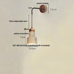 Wood Canopy LED Wall Sconce Yellow Travertine Stone Pull Chain Switch