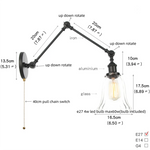 Black Vintage Swing Arm Wall Lamp - Adjustable Industrial Loft Design