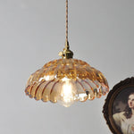 Afralia™ Amber Flower Glass Pendant Light LED Kitchen Decor Home Reading Room