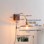Walnut Copper LED Wall Lights Fixture with Pull Chain Switch - Modern Bedside Lamp