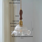 Afralia™ Modern Walnut Wood LED Pendant Lights with Glass Flower Shade
