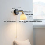 Wood Copper Wall Sconce Modern LED Fixture Bedside Lamp Bar Rotate Black