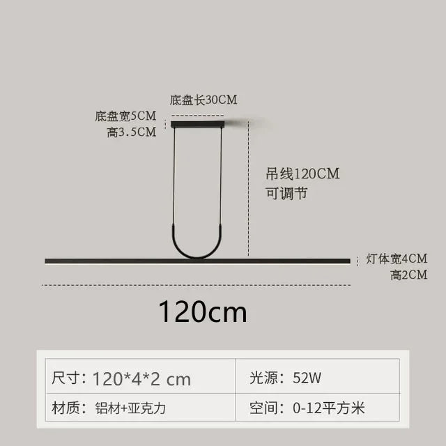 Black LED Ceiling Chandelier for Dining Room Kitchen Island - Modern Hanging Fixture