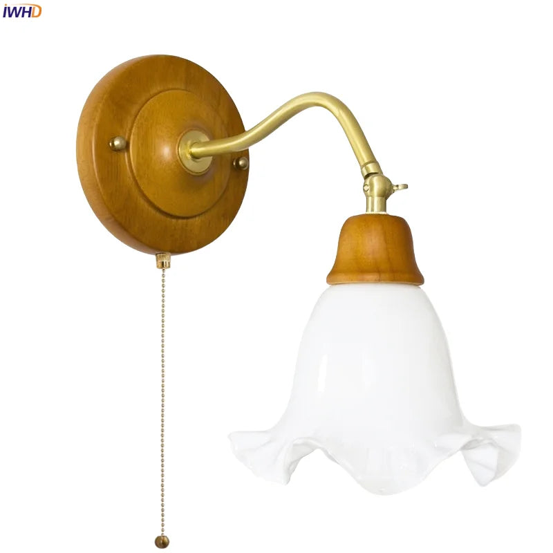 Afralia™ White Glass LED Wall Sconce - French Vintage Copper Applique Murale