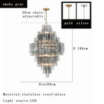 Classic Gray Glass Large Pendant Light - Vintage Lobby Hanglamp Lamparas