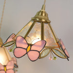 Nordic Pink Glass LED Pendant Light with Adjustable Brass Wire