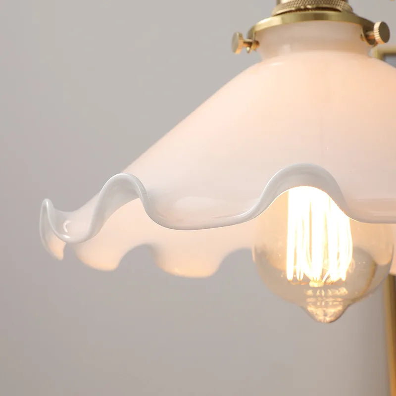 White Glass LED Hanging Light: Copper Nordic Pendant Lamps for Home Decor