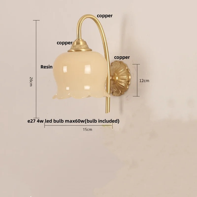 Copper LED Wall Sconce - Modern Nordic Bedroom Light Fixture