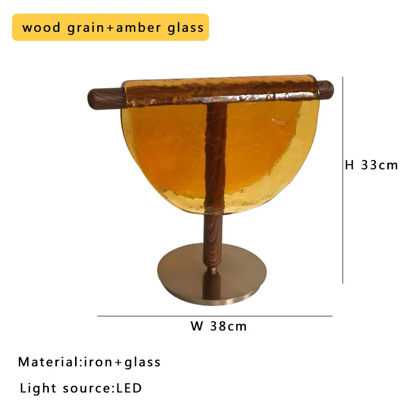 Amber Glass Table Lamp: Nordic Minimalist LED Nightstand Decor