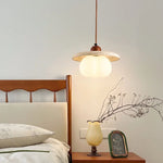 Pumpkin Glass Pendant Lights Yellow Travertine Hanging Lamp for Kitchen Bedroom Decor