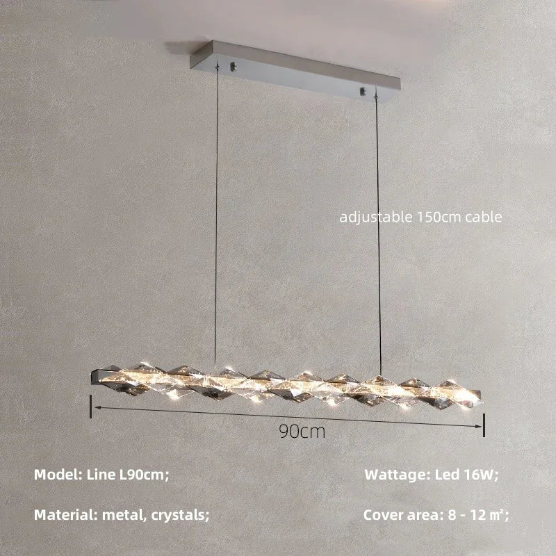 Crystal Chandelier Pendant Light - Dimmable Modern Luxury LED Chrome Luminaria