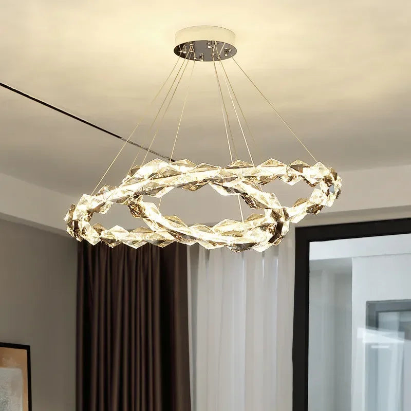 Crystal Chandelier Pendant Light - Dimmable Modern Luxury LED Chrome Luminaria