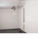 Soft Leather Marble Chandelier: Luxury Dimmable Lighting Fixture for Living Room or Cafe.