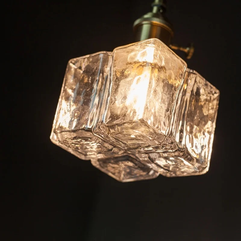 Small Glass LED Pendant Lights Japanese Vintage Hanging Lamp