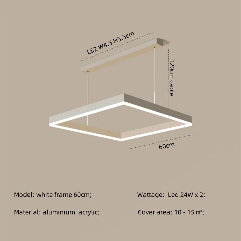 Modern Straight Pendant LED Light - Minimalist Painted Aluminium Chandelier