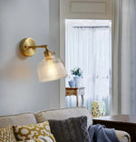 Clear Brass Glass LED Wall Lamp Pull Chain for Living Room Bedroom Loft