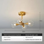 Glass Ball Chandelier Pendant Light Fixture for Living Dining Bedroom