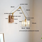 Wood Cube Glass LED Wall Lights with Pull Chain Switch for Modern Interiors