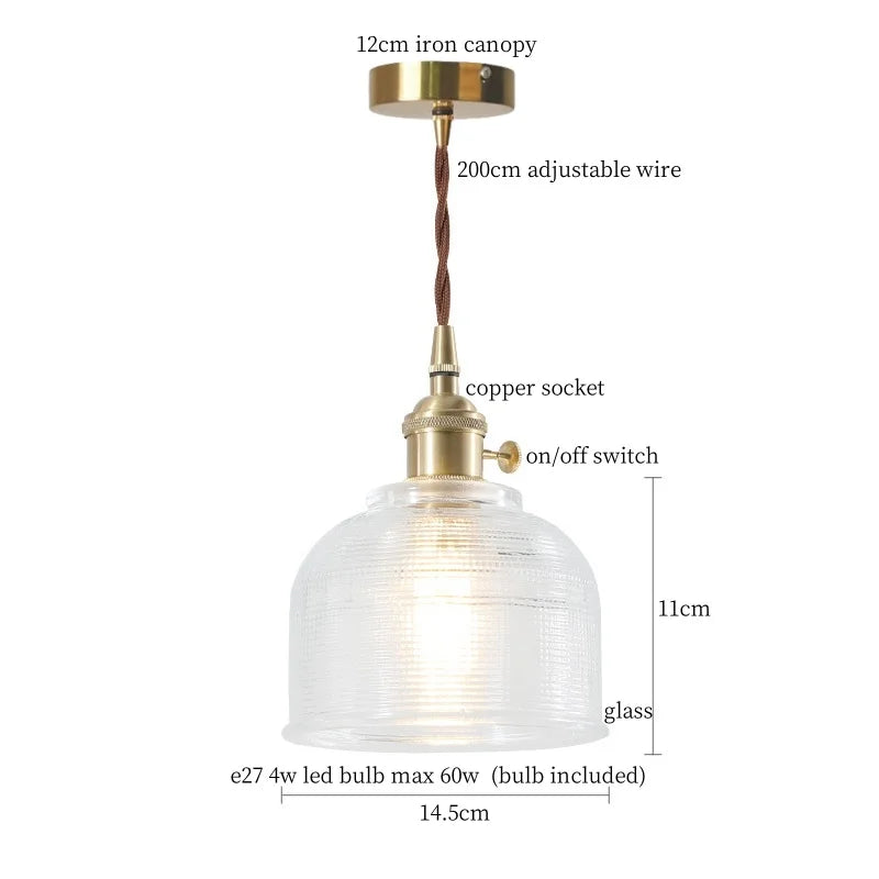 Nordic Style Copper Glass LED Pendant Lights for Living Dining Room