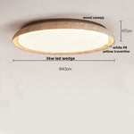 Yellow Travertine Stone LED Ceiling Lamp with Wood Canopy