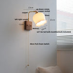 Walnut Ash LED Wall Sconce Rotatable White Glass Stair Light Fixtures