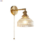 Clear Glass Copper Socket LED Wall Lamp with Pull Chain Switch