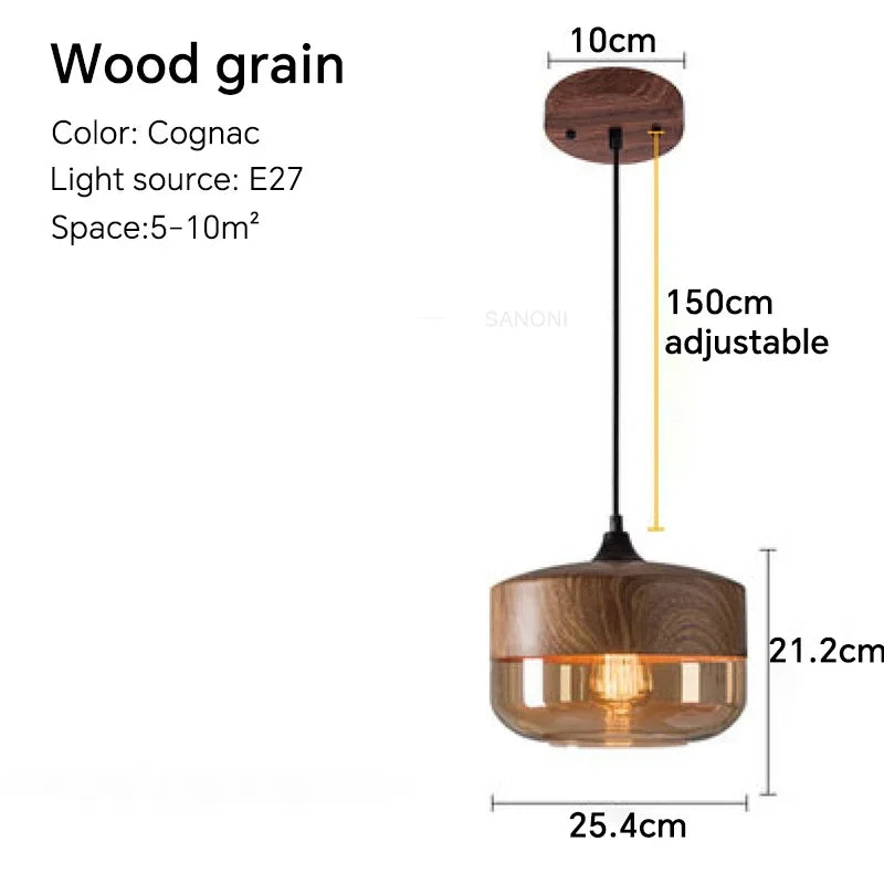 Nordic LED Glass Pendant Lights - Modern Wood Art for Stylish Living Spaces