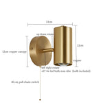Nordic Copper LED Wall Lamp Pull Chain Switch Wandlamp