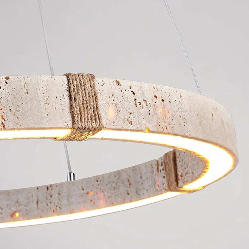 Round Linear Stone Chandelier - Trendy Home Lighting for Dinning Room & Living Room