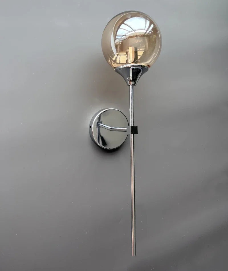 Golden Round Glass Wall Sconce: Modern Nordic Lighting Fixture for Home Decor