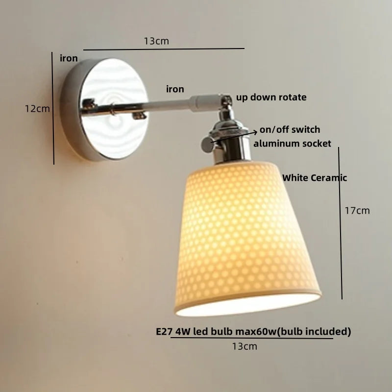 Afralia™ Ceramic LED Wall Light Sconce, Pull Chain Switch, Modern Style