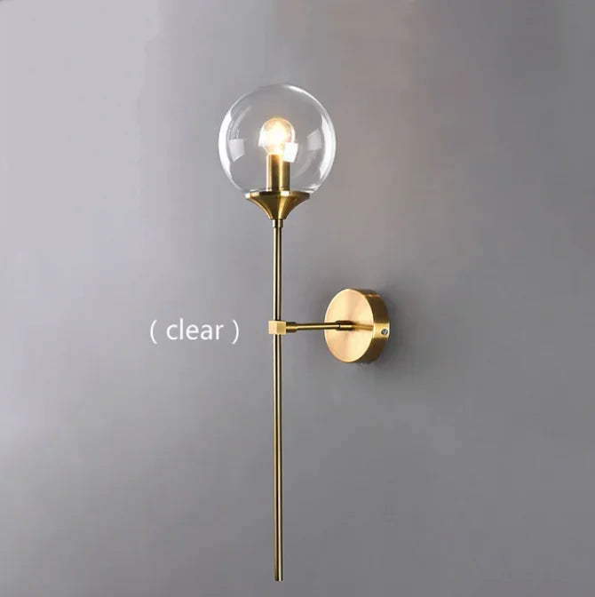 Golden Round Glass Wall Sconce: Modern Nordic Lighting Fixture for Home Decor