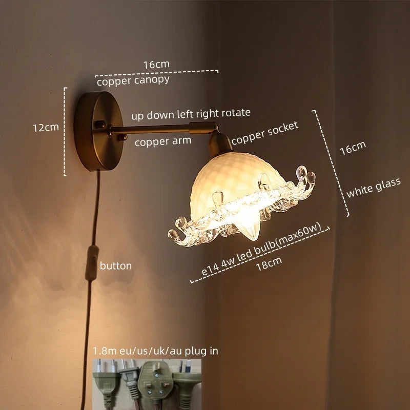 LED Copper Wall Light: Modern Nordic Interior Lamp for Bedroom, Bathroom, and Balcony