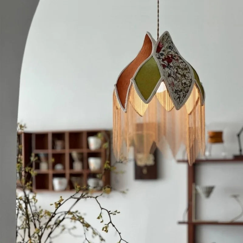 Tassel Cloth LED Pendant Light for Bedroom, Kitchen, Living, Dining Room, Cafe, Loft, Bar