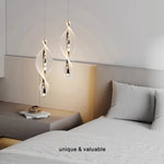 Spiral Gold LED Chandelier Acrylic Pendant Lights for Modern Bedside Stairs
