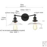 Black LED Wall Sconce 2-Head Lamp for Bedroom Bathroom Mirror