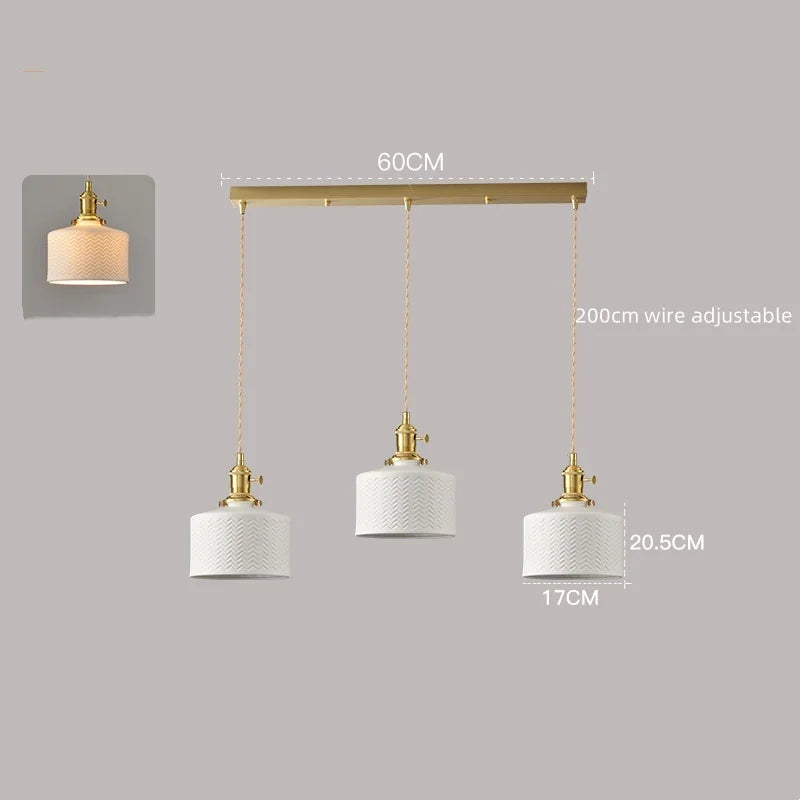 White Ceramic LED Pendant Lamp Modern Hanging Light Fixtures