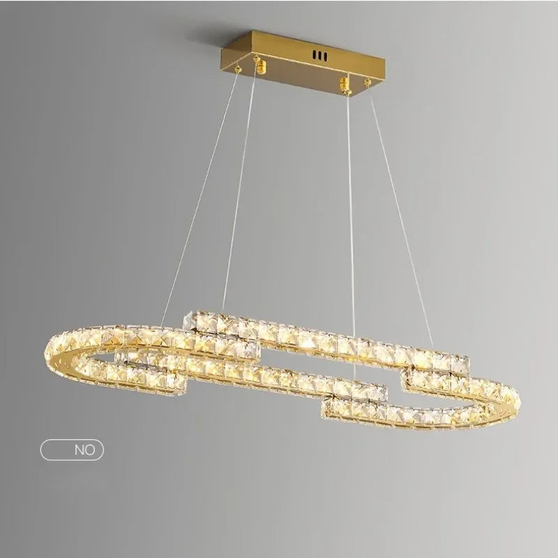 Oval Steel LED Pendant Lights with K9 Crystals