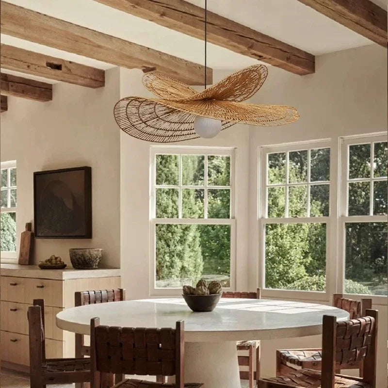 Rattan Weaving LED Chandelier Pendant Lights for Home Decor