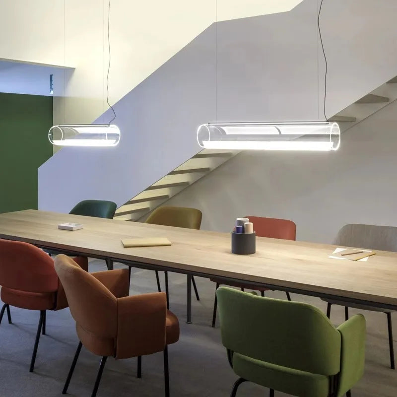 Clear Glass Cylinder Chandelier - Modern Decorative Indoor Suspension Lamp