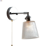 Clear Glass LED Wall Sconce Pull Chain Modern Light Fixtures