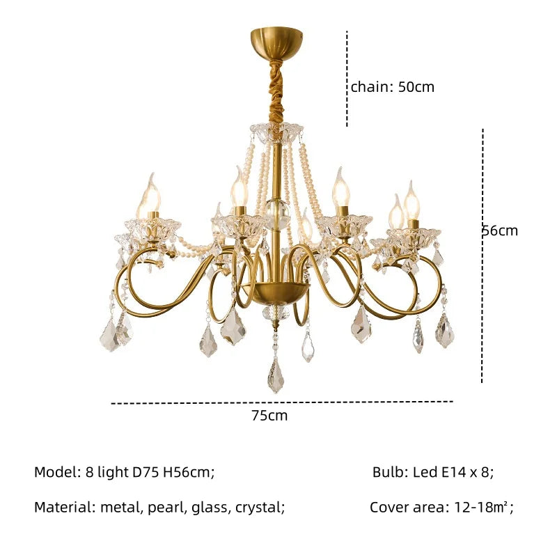 Crystal LED Chandelier Living Room Luxury Lighting E14 Pendant Lamparas