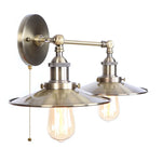 Vintage LED Wall Lamp with Pull Chain Switch, 2 Heads Industrial Sconce