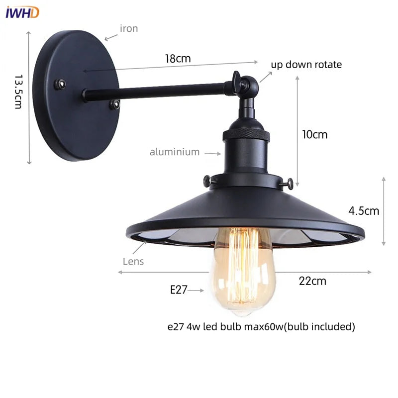 Rustic LED Wall Sconce Industrial Luminaire for Bedroom Foyer Bathroom Mirror