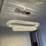 Crystal Chandelier Pendant Lights Dimmable LED Oval Lustre Hang Lamp