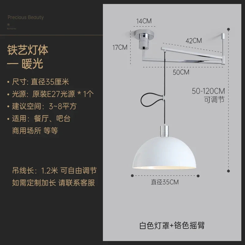 Retractable Pendant Lights LED E27 Modern Hanging Lamp for Restaurant, Living Room, Cafe
