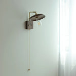 Copper LED Wall Light Sconce Pull Chain Switch Rotatable Bedside Lamp