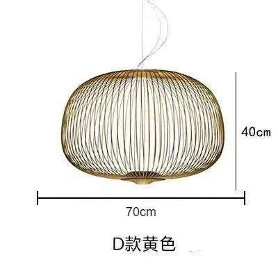 Spokes Pendant: Minimalist Birdcage Hanging Light for Villa, Lobby, Staircase & Home Decor