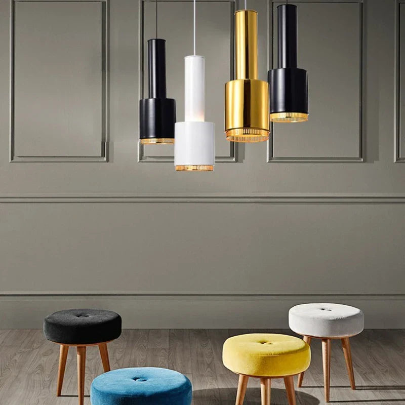 Metal LED Pendant Light for Bedroom Living Room, Black/White/Gold Hanging Lamp