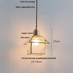 Cube Glass LED Pendant Light: Modern Copper Hanging Lamp for Bedroom, Restaurant, Hallway